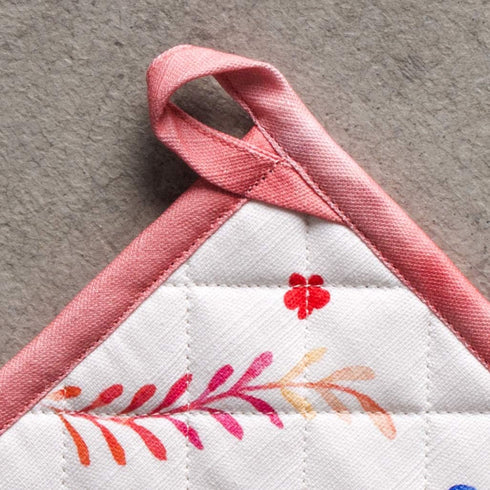 Maison d' Hermine Pot Holders Set 100% Cotton Heat Resistant Potholders 8" x 8" Hot Pads with Loop Cooking, Grilling, Kitchen, Handling Hot Pans S...