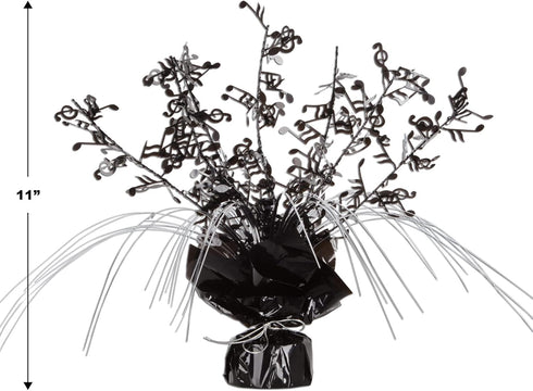 Beistle 2 Piece Musical Notes Table Centerpieces, Black Metallic Plastic Music Theme Party Supplies, Band and Orchestra Concert Decorations, 11"...