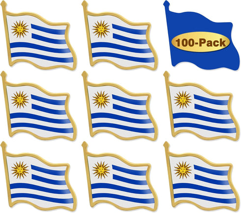 12/24/50/100Pcs Uruguay Flag Lapel Pins Bulk - Metal Uruguayan Brooch Badge Souvenir for Men Women Clothes Bags Hats...