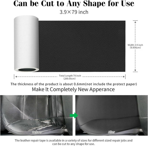CHEIGHY Leather Repair Kit for Furniture - Advanced PU, Strong Self Adhesive Leather Repair Patch for Couch 3.9X79 inch Vinyl Repair Tape for Car ...