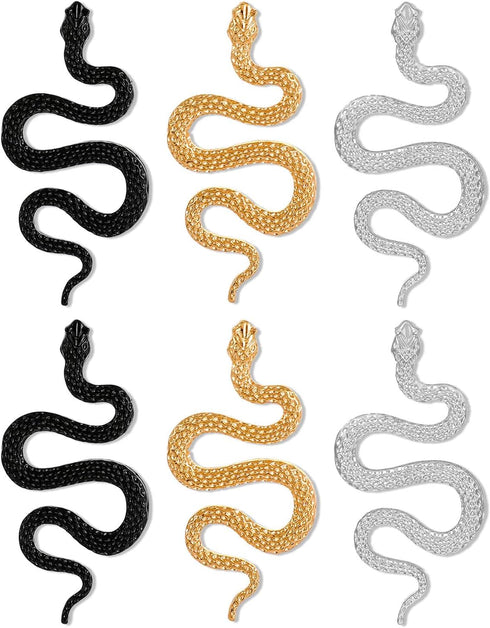 3 Pairs Snake Earrings Set Gold Sliver Black Punk Gothic Snake Earrings Long Dangle Serpent Earrings Curved Snake Shaped Ear Studs Snake Accessori...