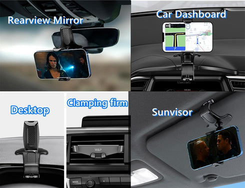 Car Dashboard Phone Clip Holder,360°Rotating Dash Steering Wheel Cell Phone Clamp Mount Stand Compatible with 4-7 Inch Smartphones Holder...