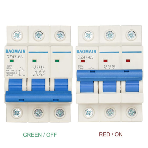 Baomain 3 Pole Miniature Circuit Breaker, DZ47-63 40A 400V 4 kA AC Circuit Breaker, 3P DIN Rail Mount MCB C40 (C40, 40Amp)...