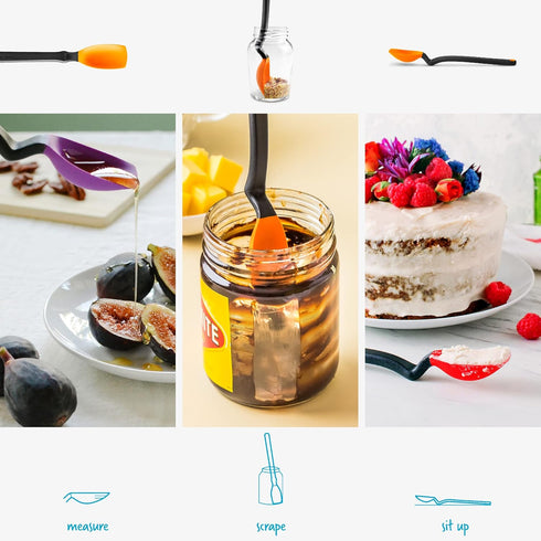 Dreamfarm Mini Supoon Non-Stick Sit-Up Silicone Scraping Cooking Spoon, Jar Scraper Measures 5ml Tsp - 8" Orange...