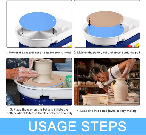 12 inch BatMate for Pottery and Ceramics, LEOLIO Upgraded Round Clay Throwing Cloth for Making Pottery Ceramics, Pottery Machine Accessories (Blue...