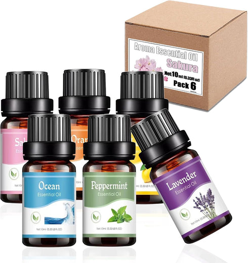 Essential Oils Natural Oils Fragrance Oil for Diffuser Humidifier Home Candle Making Replenish Set-6 Pack,Lavender, Lemon, Peppermint, Sweet Orang...