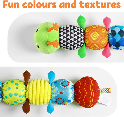 Baby Toys Musical Caterpillar,Infant Stuffed Animal Toys with Crinkle and Rattles,Soft Sensory Toys with Textures for Tummy Time Newborn Boys Girl...