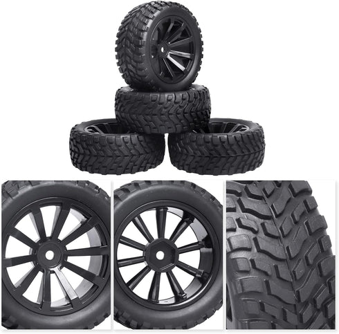 12mm Hex Wheels and Tires w/Foam Inserts for 1/10 RC Touring Car 1/18 Latrax Teton 1/16 Traxxas Slash Wltoys 144001 Redcat Lightning EPX On-Road T...