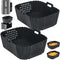 BYKITCHEN Air Fryer Silicone Liners for Ninja SL401 Double Stack 2 Basket Air Fryer, Reusable Rectangle Perforated Silicone Liners for Dual Air Fr...