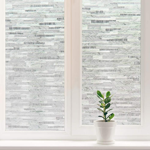 Window Film Privacy, Frosted Window Vinyl Non-Adhesive Window Sticker Static Cling Glass Film for Bathroom Office Living Room Matte White...