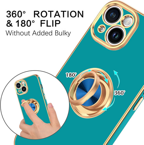 BENTOBEN Compatible with iPhone 15 Case, Phone Case iPhone 15, Slim Fit 360° Ring Holder Shockproof Kickstand Magnetic Car Mount Supported Non-Sli...