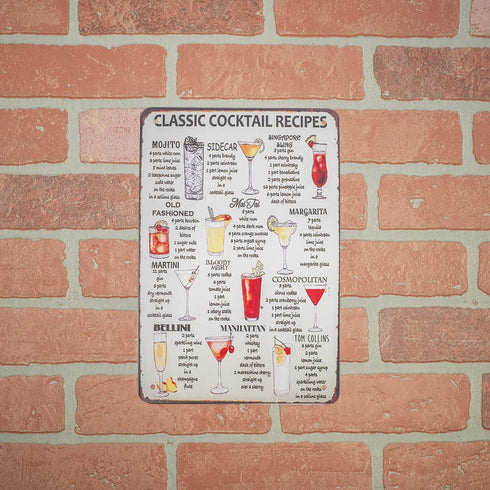 Treasure Gurus 8x12 Metal Retro Classic Alcohol Liquor Cocktail Recipes Wall Sign Tin Home Bar Menu Pub Art Decor...