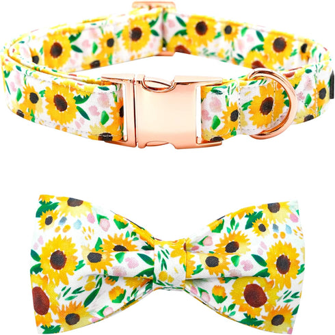 Spring Dog Collar - Sunflower Dog Collar Bows for Dogs Bowtie Pet Collar Adjustable Dog Collar Girl Dog Collar for Small Dogs...
