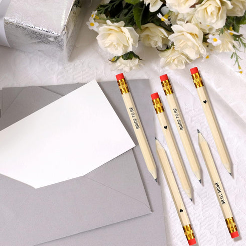 Outus 50 Pieces Wedding Pencils for Bridal Shower Half Pencil with Eraser 4 Inch Mini Hexagon 2 HB Short Pre Sharpened Half Pencils for Wedding Pr...
