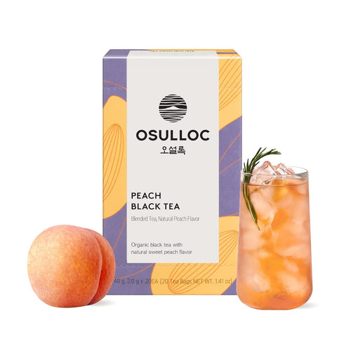 OSULLOC Peach Black Tea (Tropical Mango & Peach Flavor), Fruit tea Blend, Premium Teabags from Jeju Island, 20 count...