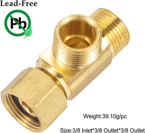 Lead-Free Brass Angle Stop Add-A-Tee Valve,3/8-Inch Compression Inlet X 3/8-Inch Compression Outlet X 3/8-Inch Compression Outlet 2 Pack...