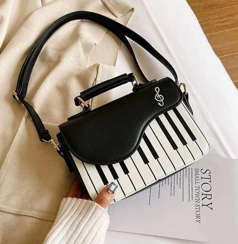 QZUnique Guitar/Violin/Piano Shoulder Bag Creative PU Leather Handbag Zipper Closure Crossbody Tote for Girls and Women...