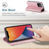 japezop iPhone 12 Mini Flip Case, Pink Leather, RFID Blocking, Card Holder, Slim Fit, Wireless Charging Compatible, 5.4 Inch...