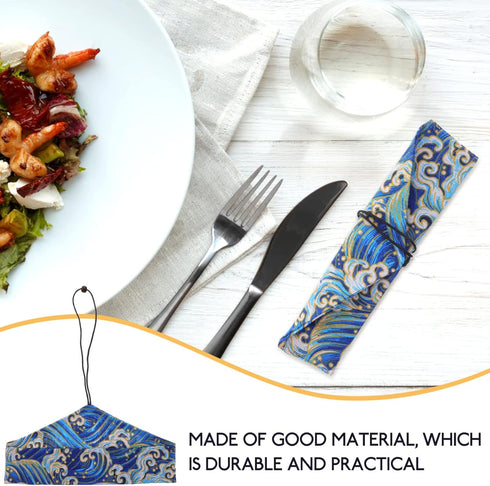 Zerodeko Japanese Chopsticks Carrying Case Linen Travel Utensil Bag Drawstring Reusable Chopsticks Holder Pouch Tableware Storage Sleeves...