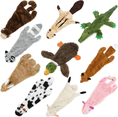 Best Pet Supplies 2-in-1 Fun Skin Stuffless Mystery Box Dog Squeaky Toy 4 Pack, Medium (Various Styles, Colors)...