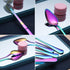 Rainbow Grapefruit Spoons 5 Pieces Set, 4 Stainless Steel Grapefruit Spoon And 1 Grapefruit knife With Titanium Plating, Grapefruit Utensil Set, S...