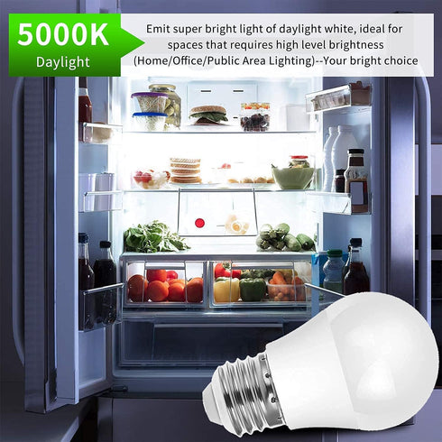 LED Refrigerator Light Bulb, 40 Watt Equivalent LED Appliance A15 Light Bulb 5000K Daylight for Fridge, E26 Base, Non-Dimmable, 6-Pack...