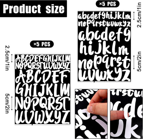 10 Sheets Waterproof Vinyl Letters Stickers, 1in 2in Self Adhesive Alphabet Stick Lower Case Letters Stickers Uppercase Letters Stickers for Craft...