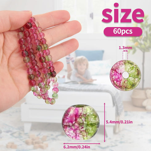 60Pcs 6mm Natural Crystal Beads, Crystal Bulk Loose Beads Crafting Supplies Kits, Crystal Quartz Gemstones Beads for DIY Bracelet Necklace Earring...