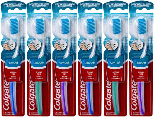 Colgate Slim Soft Ultra Compact Toothbrush, Extra Soft (Colors Vary) - Pack of 6...