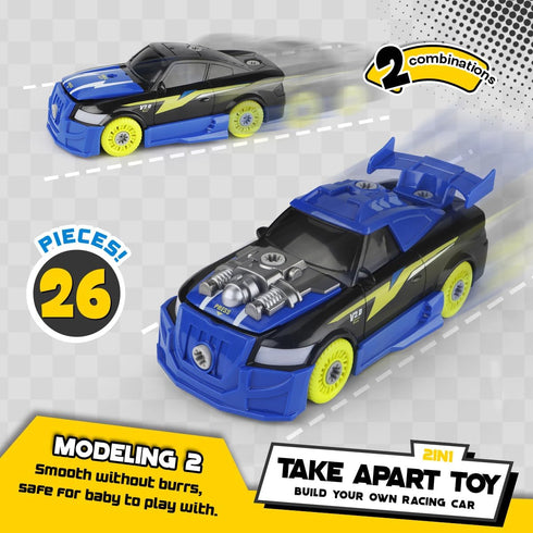 GILOBABY 26 Pieces Take Apart Toys for Boys, Racing Car with Electric Drill, Sounds & Lights, Building Stem Toys for Kids, Gifts for 3 4 5 Year Ol...