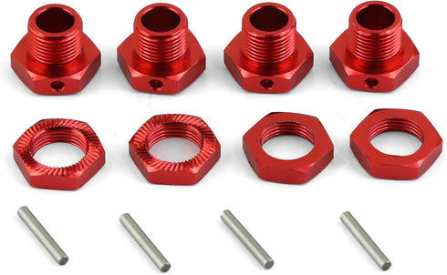 17mm Wheel Hex 4pcs Wheel Nut 4pcs Aluminum Alloy w/Pins for ARRMA Typhon 6S Mojave Upgrades Parts (Red)...