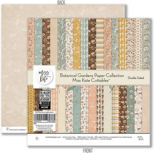 Pattern Paper Pack - Botanical Gardens - like Watercolor Florals - 16 Double-Sided 12"x12" Collection Includes 33 Patterns - Scrapbooking Card Mak...
