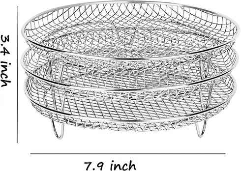 Air Fryer Racks Three Stackable Dehydrator Racks 304 Stainless Steel Air Fryer Basket Toast Rack Air Fryer Accessories Fit All 4.2-5.8QT Air Fryer...
