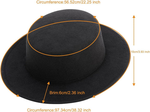 Fashion Classic Black Fedora Flat Hat, Wide Brim Jazz Hats Church Derby Cap for Women and Men...