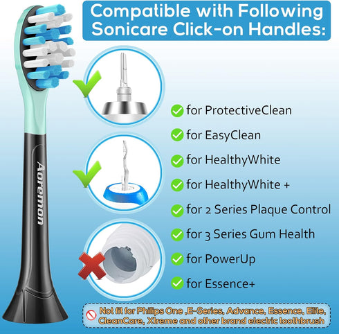Aoremon Replacement Brush Heads for ExpertClean ProtectiveClean 4100 5100 6100 DailyClean G3 C3 W3 C1 C2 G2, 6 Pack, Black...