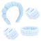 6Pcs Blue Spa Headbands and Wrist Washbands Set, Skincare Headbands Sponge Face Wash Headband Makeup Headband, Terry Cloth Headbands Face Towel Wr...