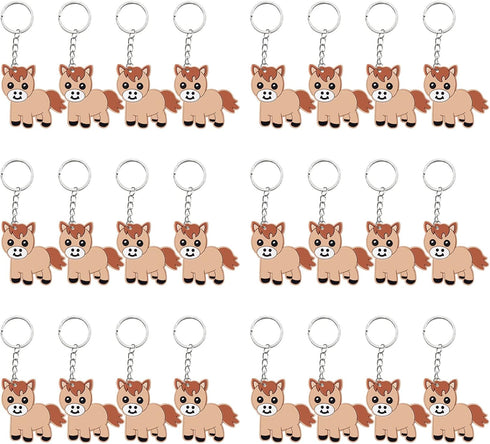 24 Pack Pony Keyring Pack Party Favor for Pony Lover, Guest Return Gift, Farm Animal Themed Party, Baby Shower, Birthday...