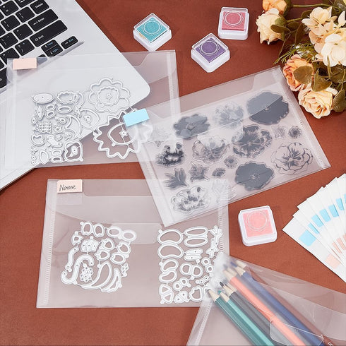 30PCS Clear Stamp and Die Storage Pockets Plastic Envelopes 5x7inch Dies Storage Bag with 60 Label Sticker Resealable Plastic Storage Pocket Dies ...
