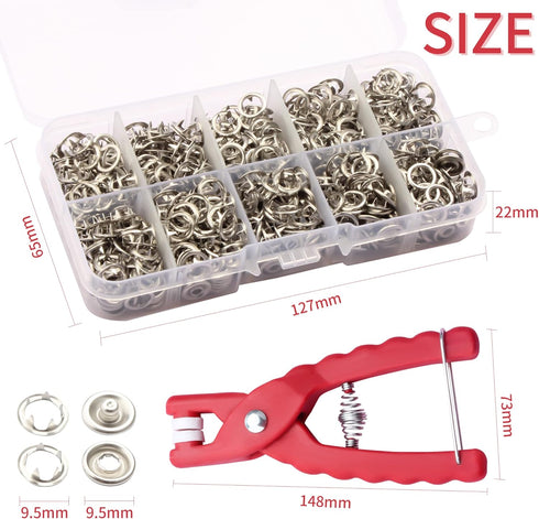 BIOUU 100 Sets of Metal Snaps Buttons,Metal snap Buttons with Fastener Pliers Tool kit, Snap Prong for Clothing Leather Sewing....