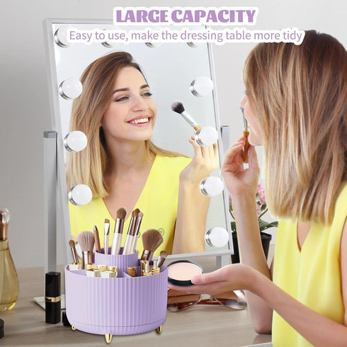 CenYouful Makeup Brush Holder Organizer,5 Slot 360° Rotating Make up Brushes Cup, Makeup Organizer Countertop for Cosmetics, Nail Polish, Art Supp...