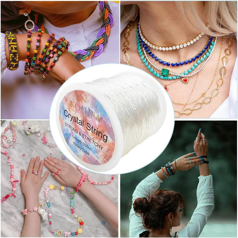 1mm Stretchy Bracelet String Elastic String for Bracelets Making, Crystal Clear String Elastic Cord Necklace Cord Bead Cord for Friendship Bracele...