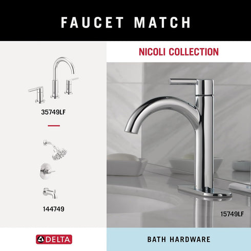 DELTA FAUCET NIC46-PC Nicoli Wall Mount Square Closed Towel Ring Bath Hardware Accessory in Polished Chrome...