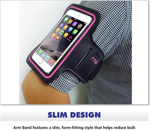 RND Apple Certified Lightning to Reversible USB 6ft Cable and Slim-Fit Active Sports Armband Case for iPhone (7, 6S, 6, 5S, 5, 5C, SE) and iPod To...