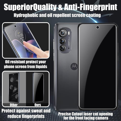 TQLGY 3 Pack Screen Protector for Motorola Edge 2022 with 3 Pack Camera Lens Protector, Ultra HD Tempered Glass, 9H Hardness, Anti-Scratch, Bubble...