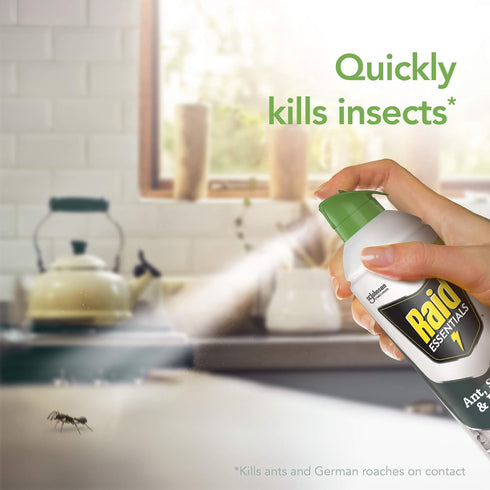 Raid Essentials Ant Spider, and Roach Killer Aerosol Spray, Child & Pet Safe, Kills Insects Quickly, for Indoor Use, 10 oz...