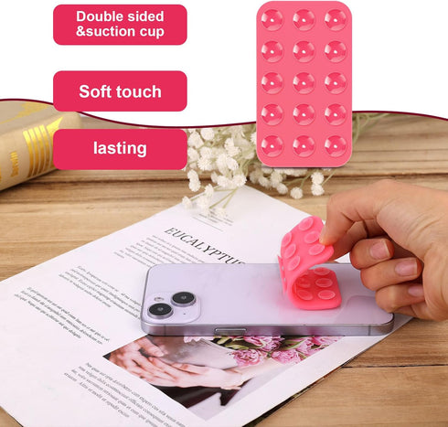 Silicone Suction Cup Phone Holders, Double Sided Suction Cup Multipurpose Rectangle Phone Suction Mount for Car Mini Suction Cup Mat for Mobile Po...