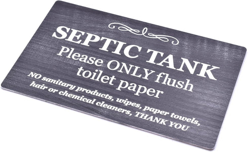 Septic Tank Sign ¦ Strong self adhesive ¦ Stylish Polite Notice engraved onto textured CARBON ASH (burnt wood) effect acrylic ¦ Plaque for Toilet,...