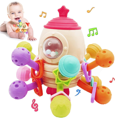 Baby Teething Toys Sensory Infants Toys Baby Teether Rattling Soothing Pacifier Grasping Activities Baby Chew Toys for 6-12-18 Months Boys Girls G...