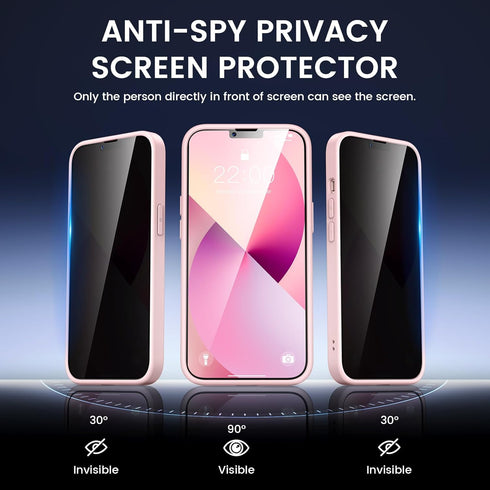 VEGO for iPhone 13 & iPhone 14 Magnetic Case with Privacy Screen Protector, iPhone 13 Case Compatible with MagSafe Clear Slim Anti Peeping/Anti-Sc...