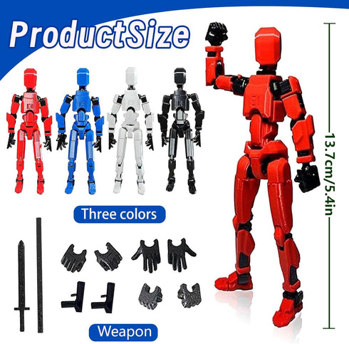 T13 Action Figure, 4PCS Action Figures, T13 Action Figure 3D Printed Robot Multi-Jointed Movable, Desktop Decorations for Game Lovers...